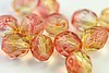 12pcs 8mm DUAL COATED FUSCHIA LEMON FIREPOLISH FACETED CZECH GLASS ROUND BEAD CZ106-12